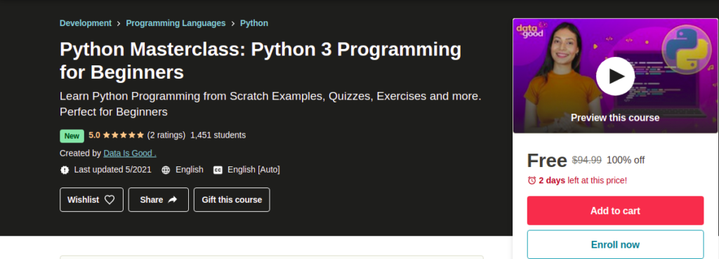 Python Masterclass: Python 3 Programming for Beginners
